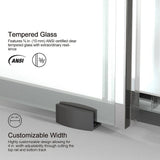 Staykiwi 60 in. W x 76 in. H Sliding Semi-Frameless Shower Door in Matte Black Finish with Patterned Glass