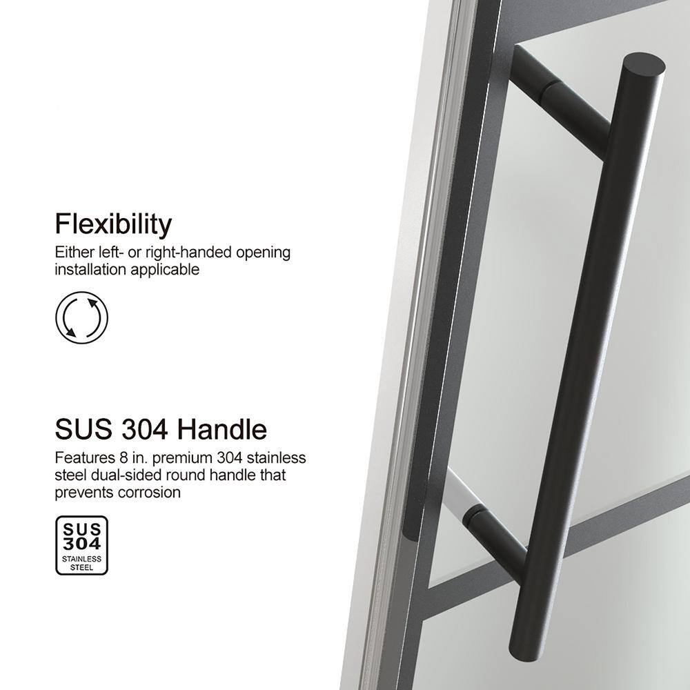 Staykiwi 60 in. W x 76 in. H Sliding Semi-Frameless Shower Door in Matte Black Finish with Patterned Glass