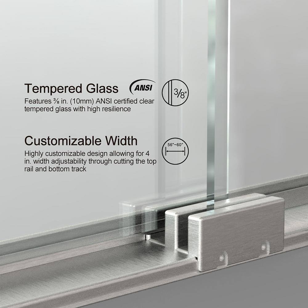 Staykiwi 60 in. W x 72 in. H Double Sliding Framed Shower Door in Matte Black Finish with Clear Glass