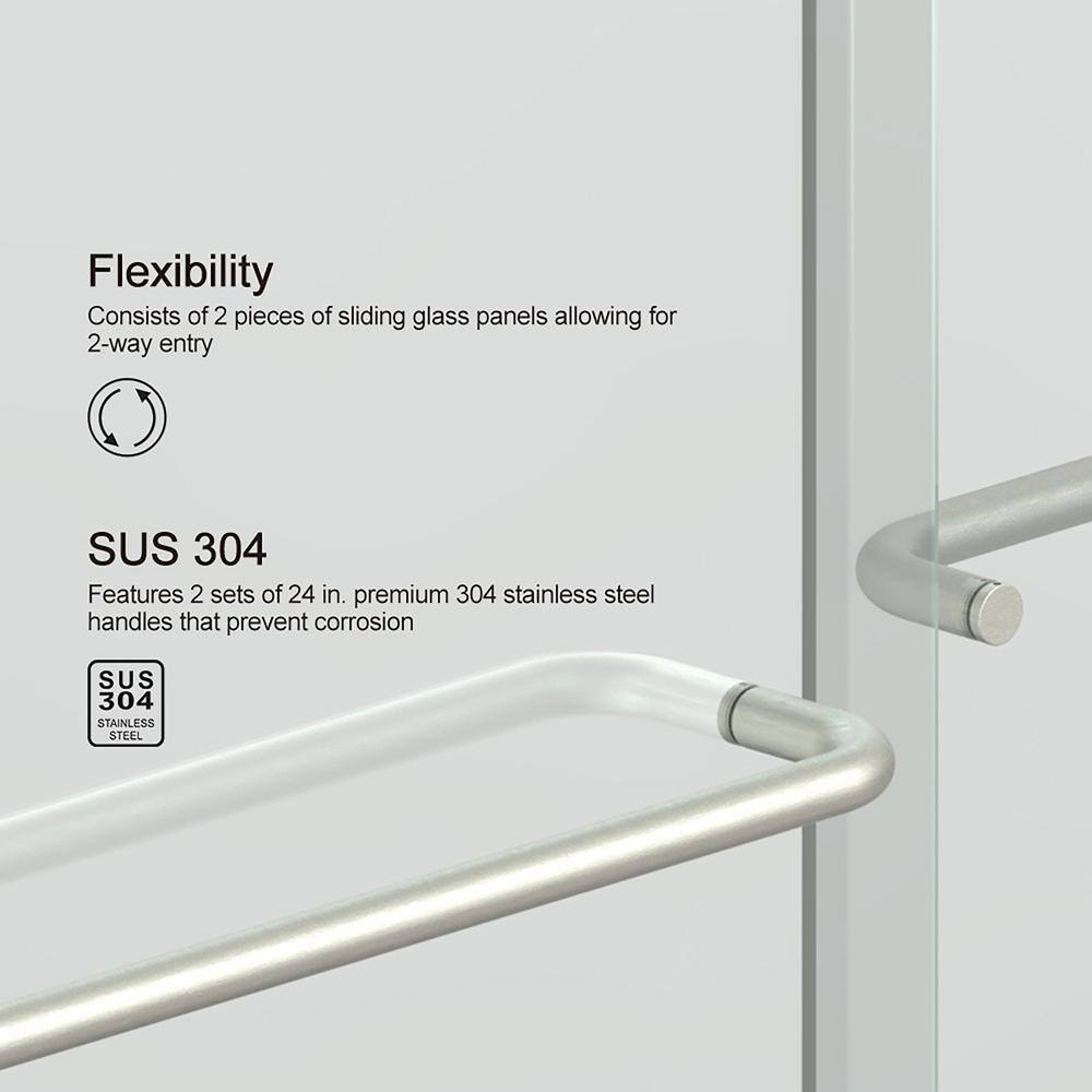Staykiwi 60 in. W x 72 in. H Double Sliding Framed Shower Door in Matte Black Finish with Clear Glass
