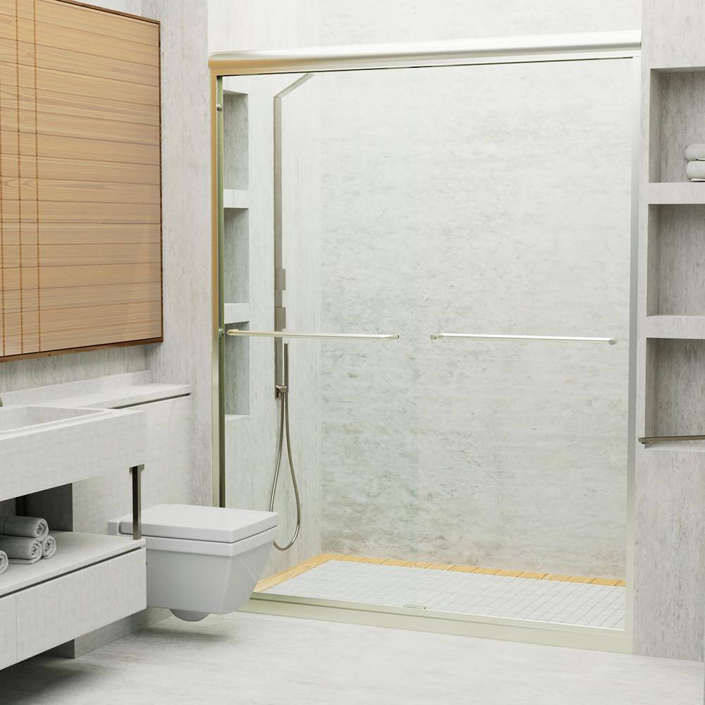 Staykiwi 60 in. W x 72 in. H Double Sliding Framed Shower Door in Matte Black Finish with Clear Glass