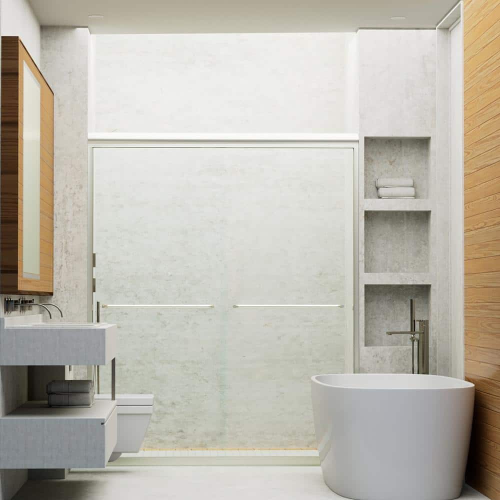 Staykiwi 60 in. W x 72 in. H Double Sliding Framed Shower Door in Matte Black Finish with Clear Glass