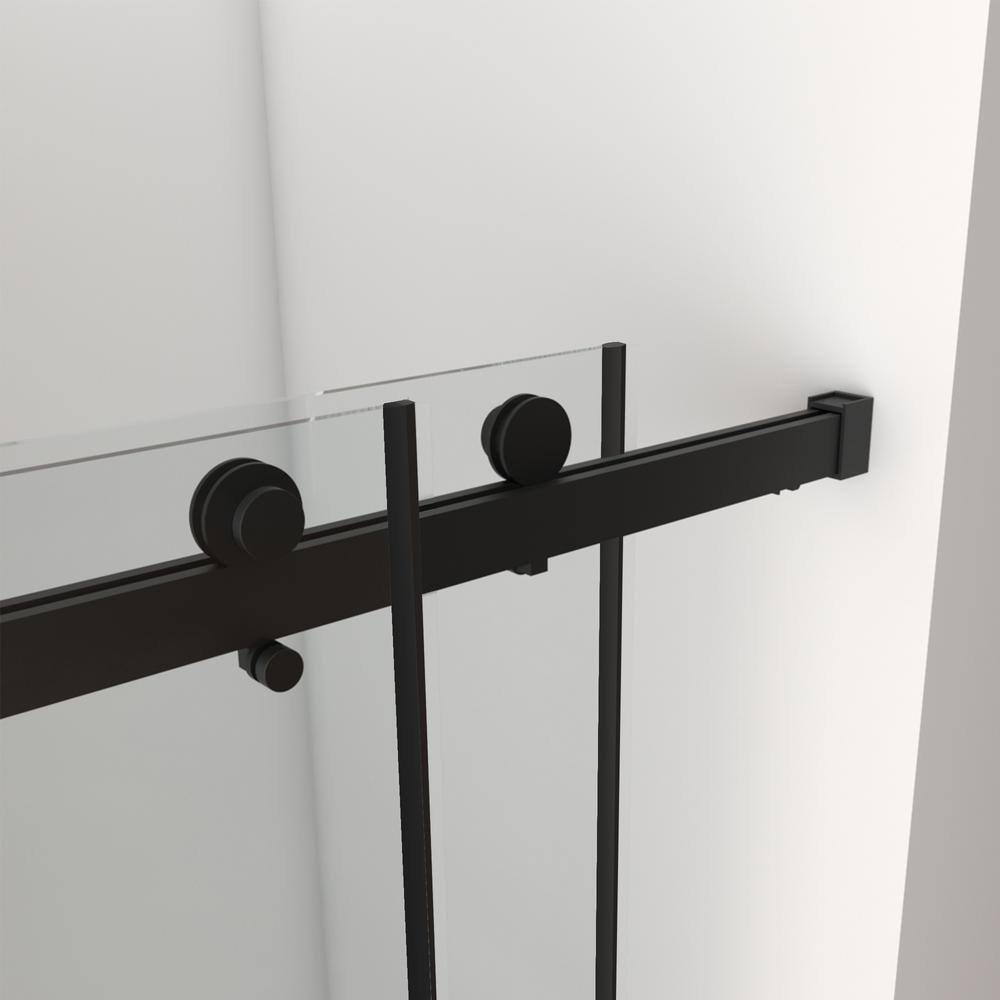 Staykiwi 60 in. W x 70 in. H Sliding Frameless Shower Door in Matte Black Finish with Clear Glass