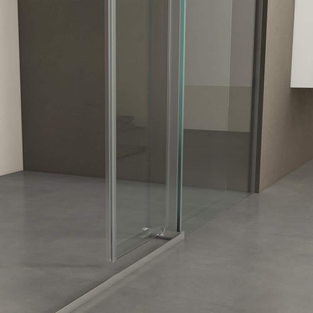 Staykiwi 60 in. W x 76 in. H Sliding Frameless Shower Door in Chrome Finish with Clear Glass
