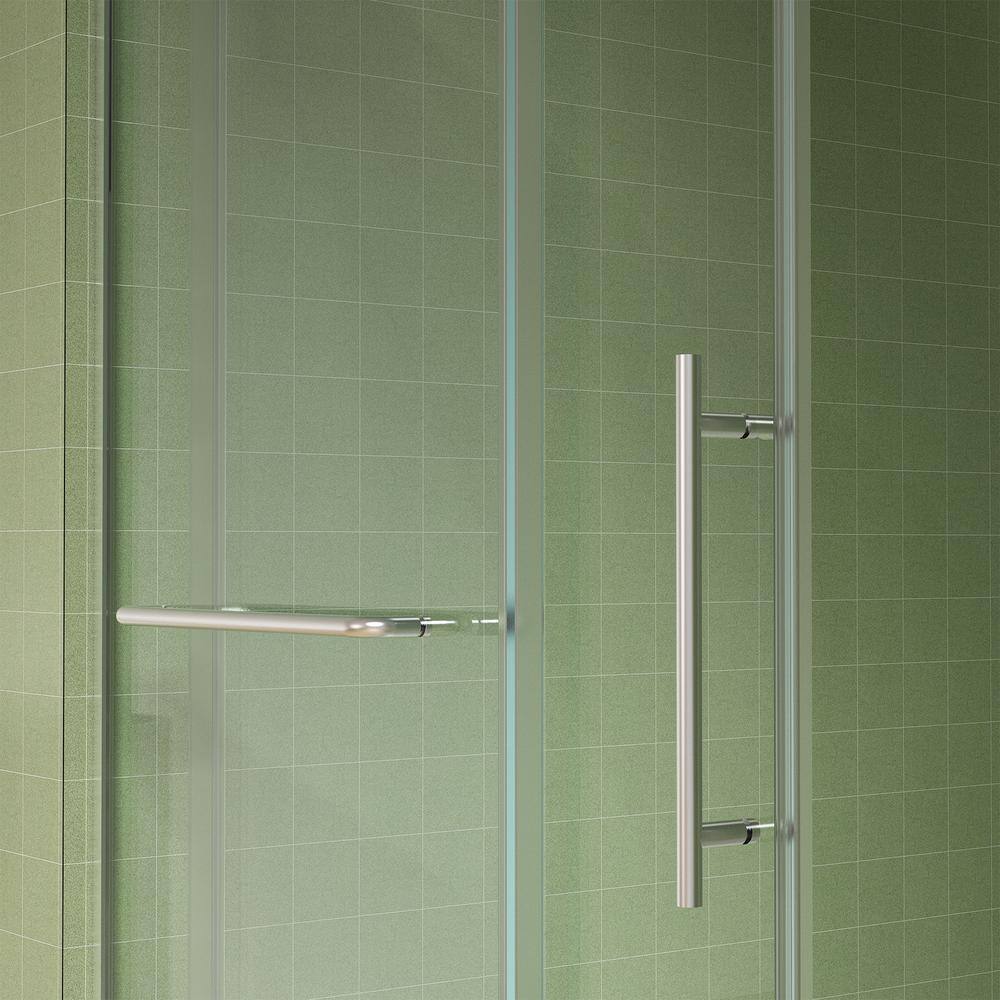 Staykiwi 60 in. W x 76.68 in. H Sliding Frameless Shower Door in Nickel Finish with Clear Glass