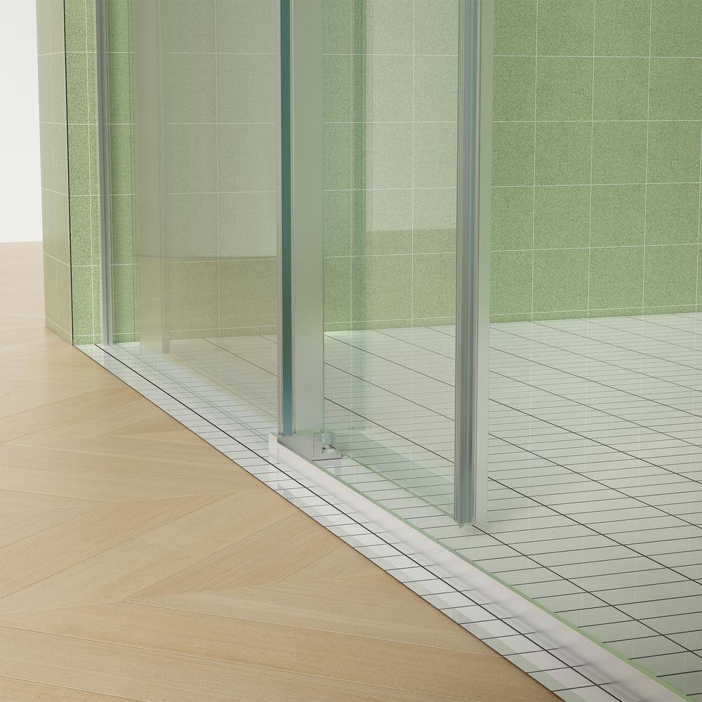 Staykiwi 60 in. W x 76.68 in. H Sliding Frameless Shower Door in Nickel Finish with Clear Glass