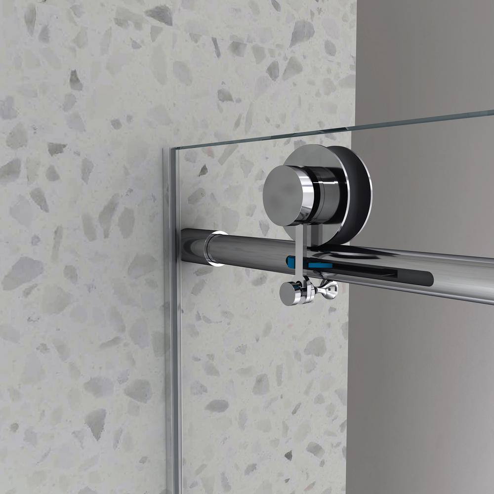 Staykiwi 48 in. W x 76 in. H Single Sliding Frameless Shower Door in Chrome Finish with Clear Glass