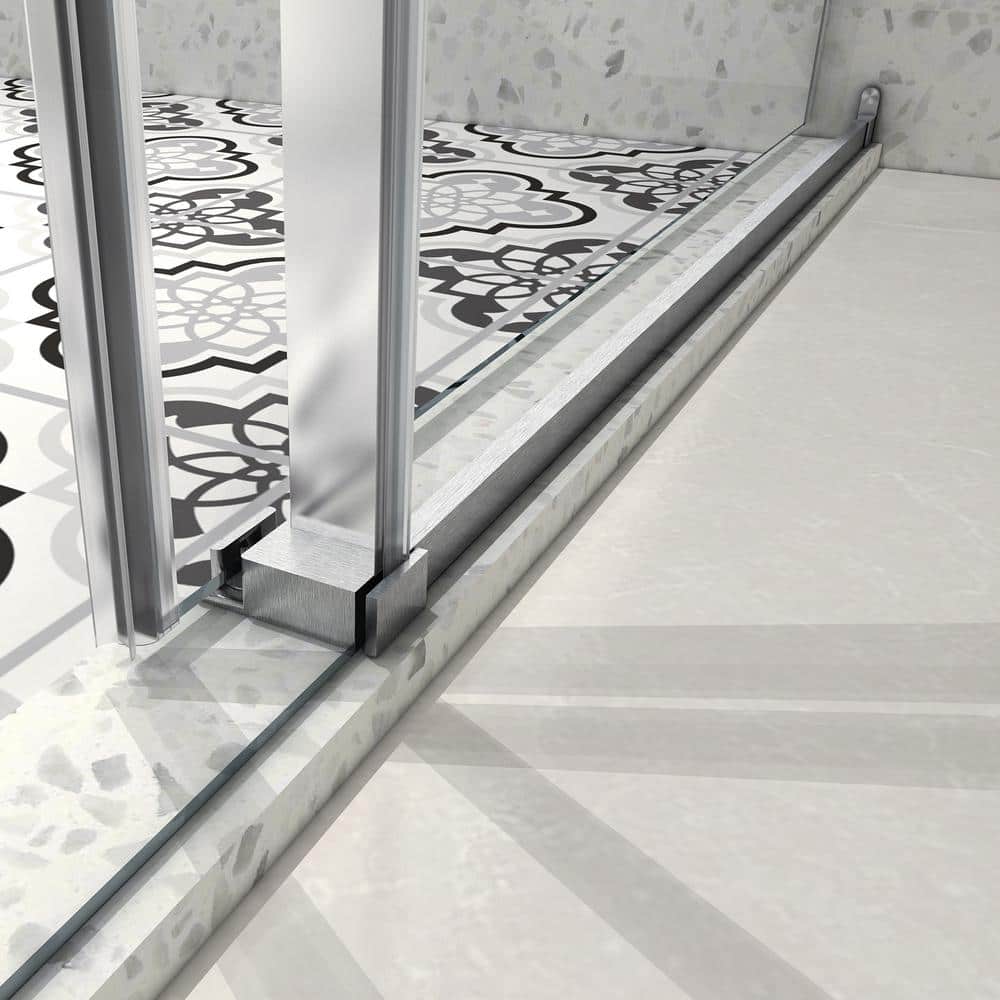 Staykiwi 60 in. W x 76 in. H Sliding Frameless Shower Door in Brushed Nickel Finish with Clear Glass