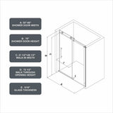 Staykiwi 60 in. W x 76 in. H Sliding Frameless Shower Door in Brushed Nickel Finish with Clear Glass