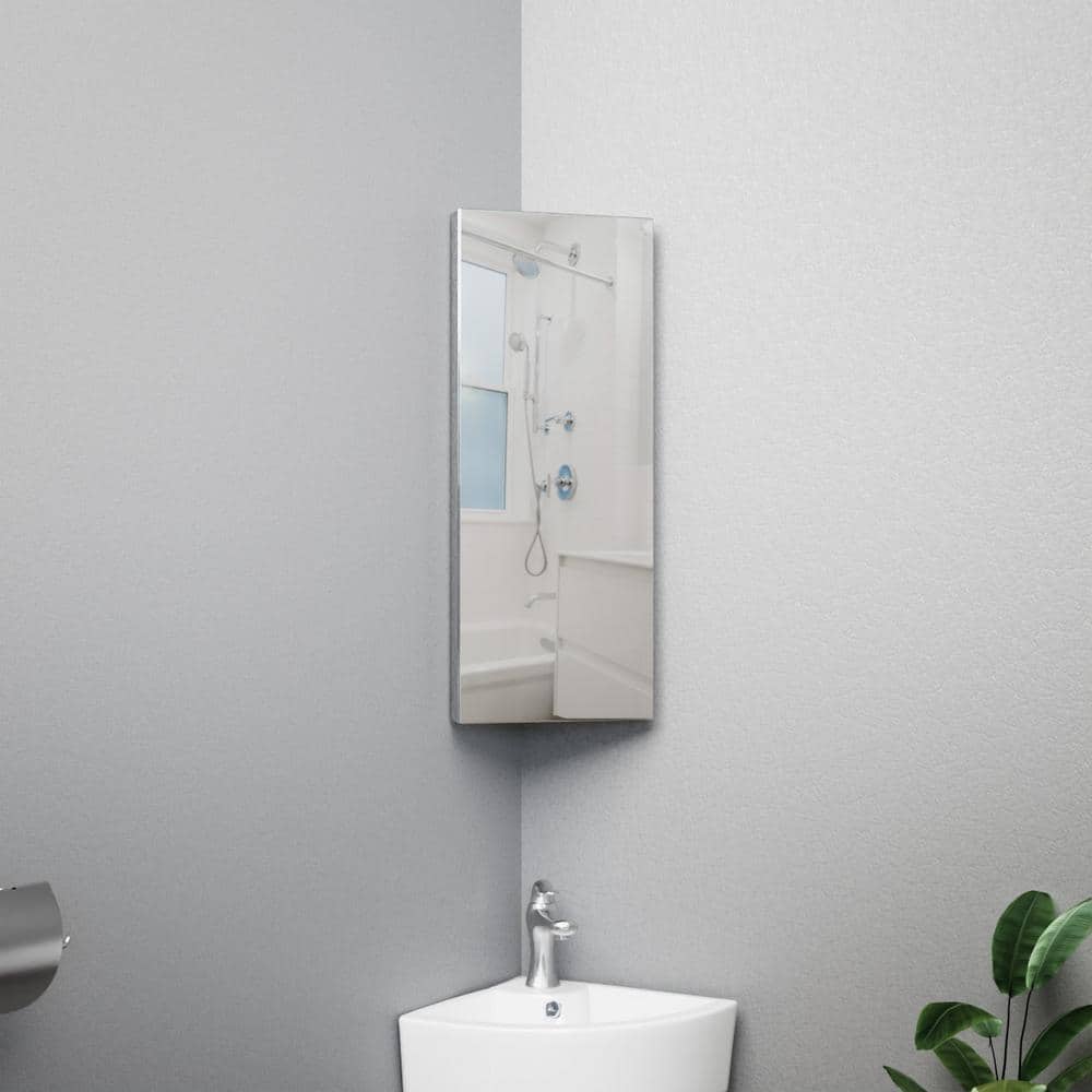 RENOVATORS SUPPLY MANUFACTURING Infinity X Corner 12 in. Width x 31-1/2 in. Height Corner Stainless Steel Recessed or Surface Mount Medicine Cabinet