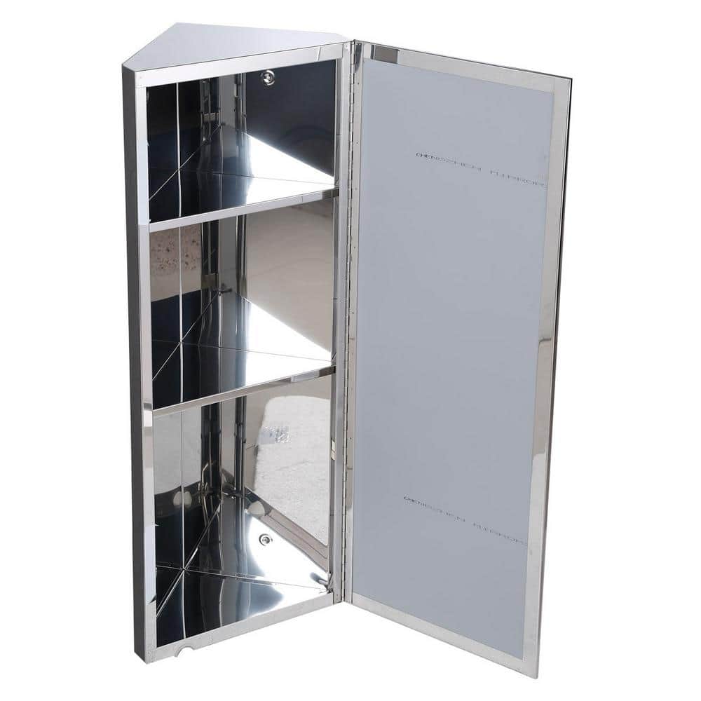 RENOVATORS SUPPLY MANUFACTURING Infinity X Corner 12 in. Width x 31-1/2 in. Height Corner Stainless Steel Recessed or Surface Mount Medicine Cabinet