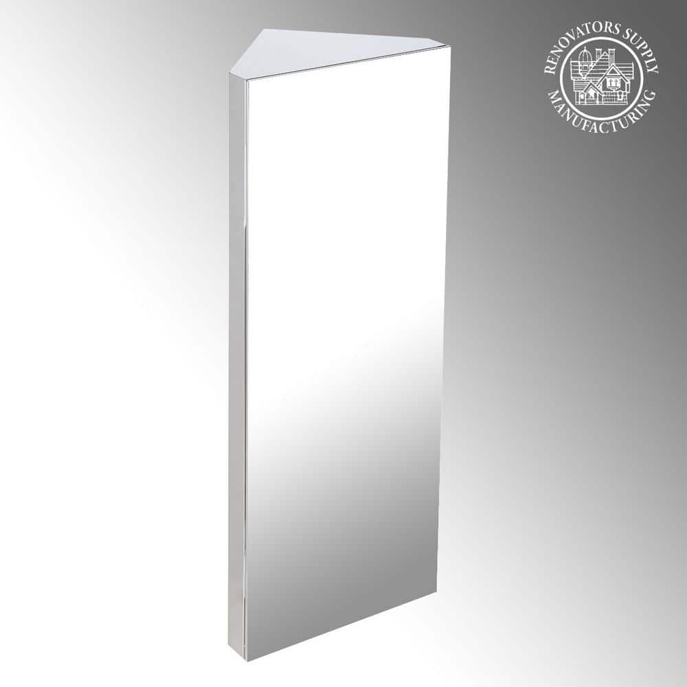 RENOVATORS SUPPLY MANUFACTURING Infinity X Corner 12 in. Width x 31-1/2 in. Height Corner Stainless Steel Recessed or Surface Mount Medicine Cabinet