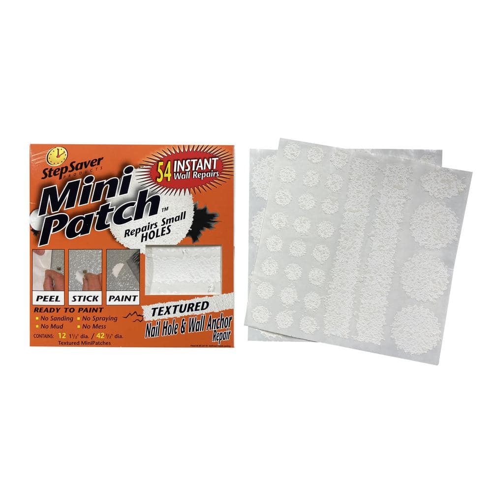 Stepsaver PRODUCTS Self Adhesive Paint Ready 'Mini Patch' Repair wall anchor and nail size holes. (Textured Wall Patch)