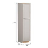 Shaker Full Overlay 18 in. W x 24 in. D x 84 in. H Plywood Assembled Utility Kitchen Cabinet in Stone Gray
