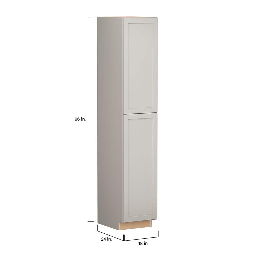 Shaker Full Overlay 18 in. W x 24 in. D x 96 in. H Plywood Assembled Utility Kitchen Cabinet in Stone Gray