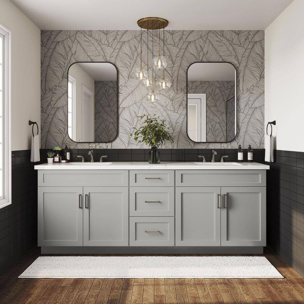 Shaker Full Overlay 30 in. W x 12 in. D x 36 in. H Plywood Assembled Wall Kitchen Cabinet in Stone Gray
