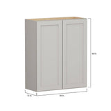 Shaker Full Overlay 30 in. W x 12 in. D x 36 in. H Plywood Assembled Wall Kitchen Cabinet in Stone Gray