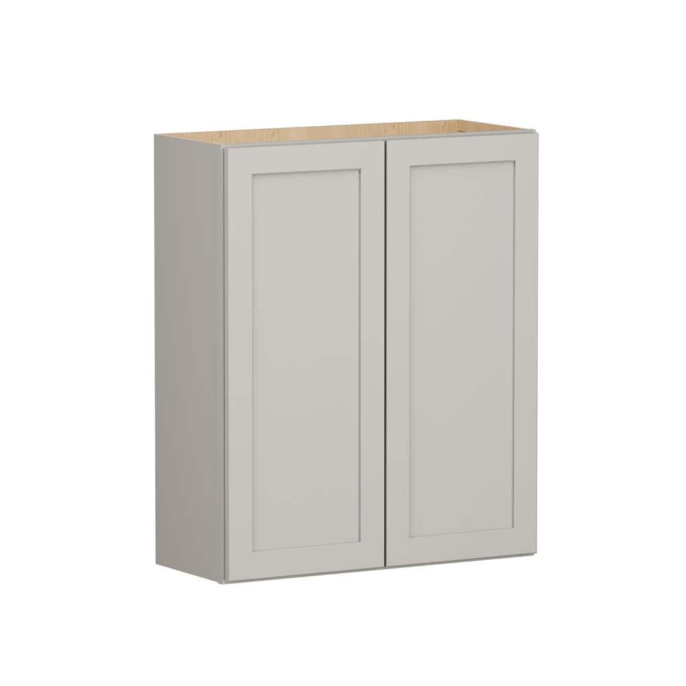 Shaker Full Overlay 30 in. W x 12 in. D x 36 in. H Plywood Assembled Wall Kitchen Cabinet in Stone Gray