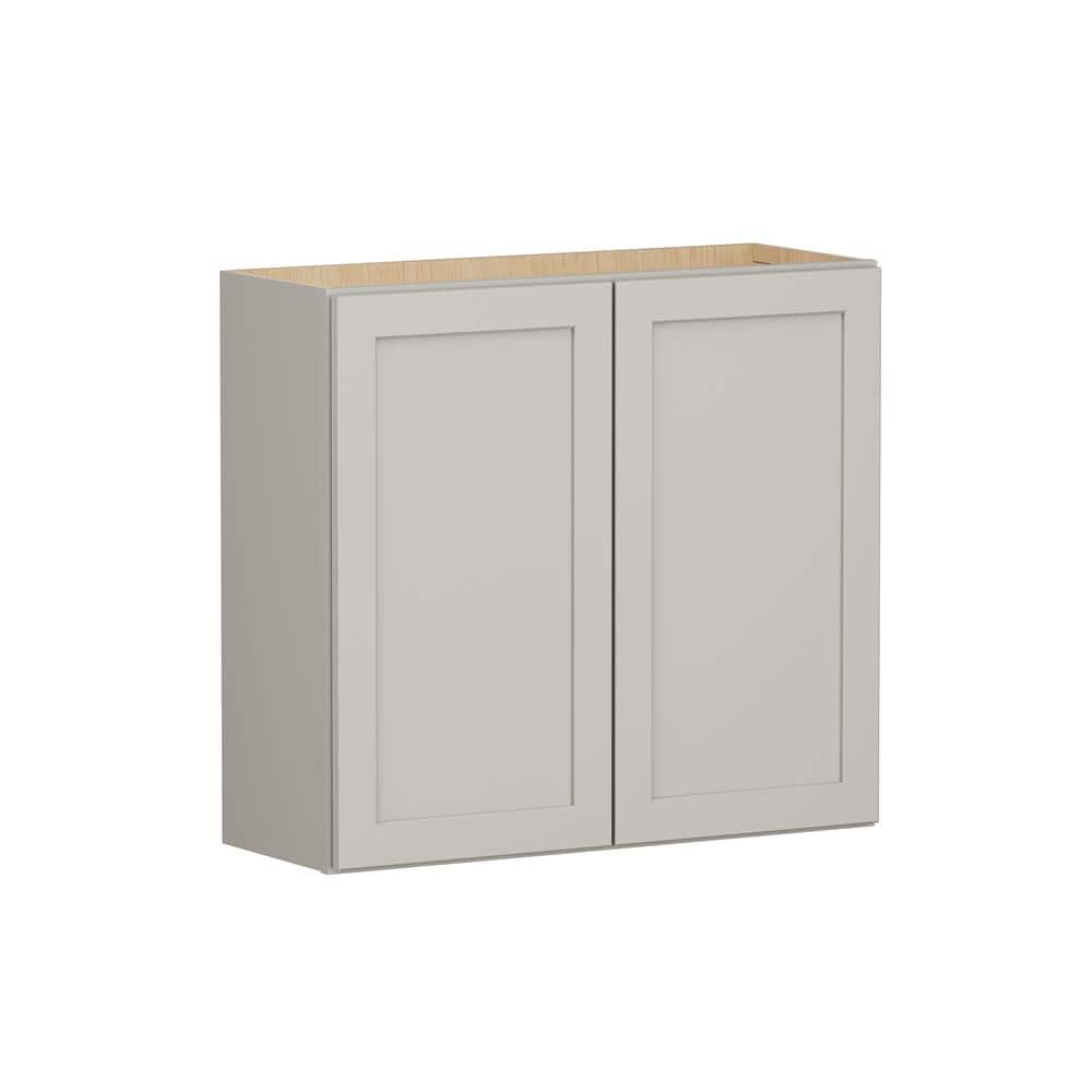 Shaker Full Overlay 33 in. W x 12 in. D x 30 in. H Plywood Assembled Wall Kitchen Cabinet in Stone Gray