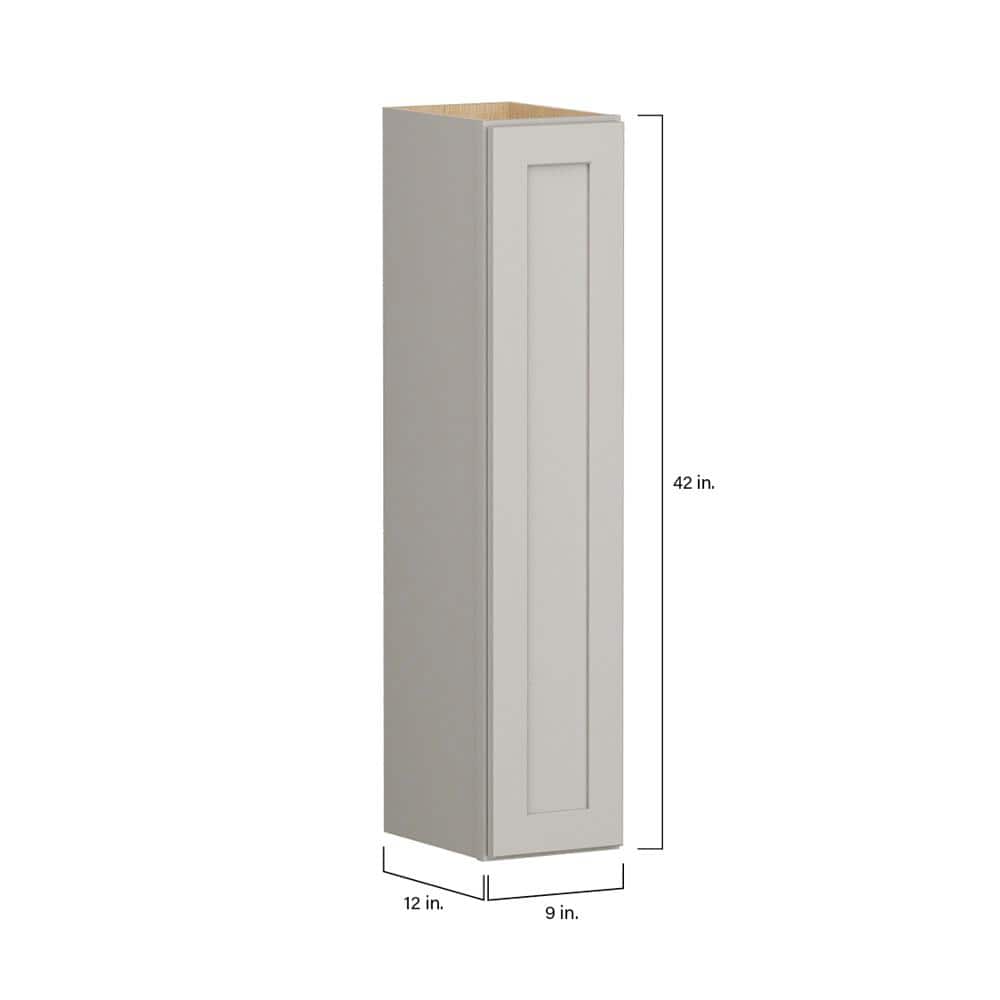 Shaker Full Overlay 9 in. W x 12 in. D x 42 in. H Plywood Assembled Wall Kitchen Cabinet in Stone Gray