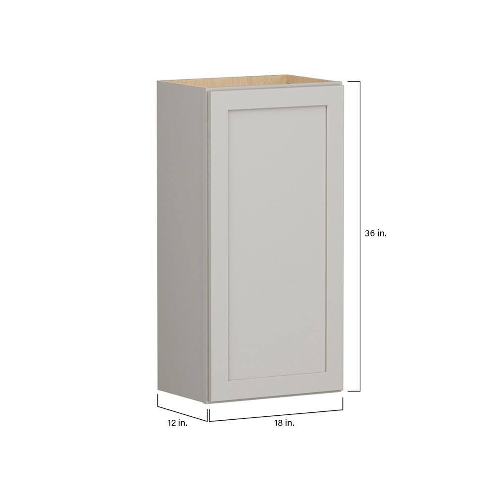 SIMPLY WOODMARK PRO Shaker Full Overlay 18 in. W x 12 in. D x 36 in. H Plywood Assembled Wall Kitchen Cabinet in Stone Gray