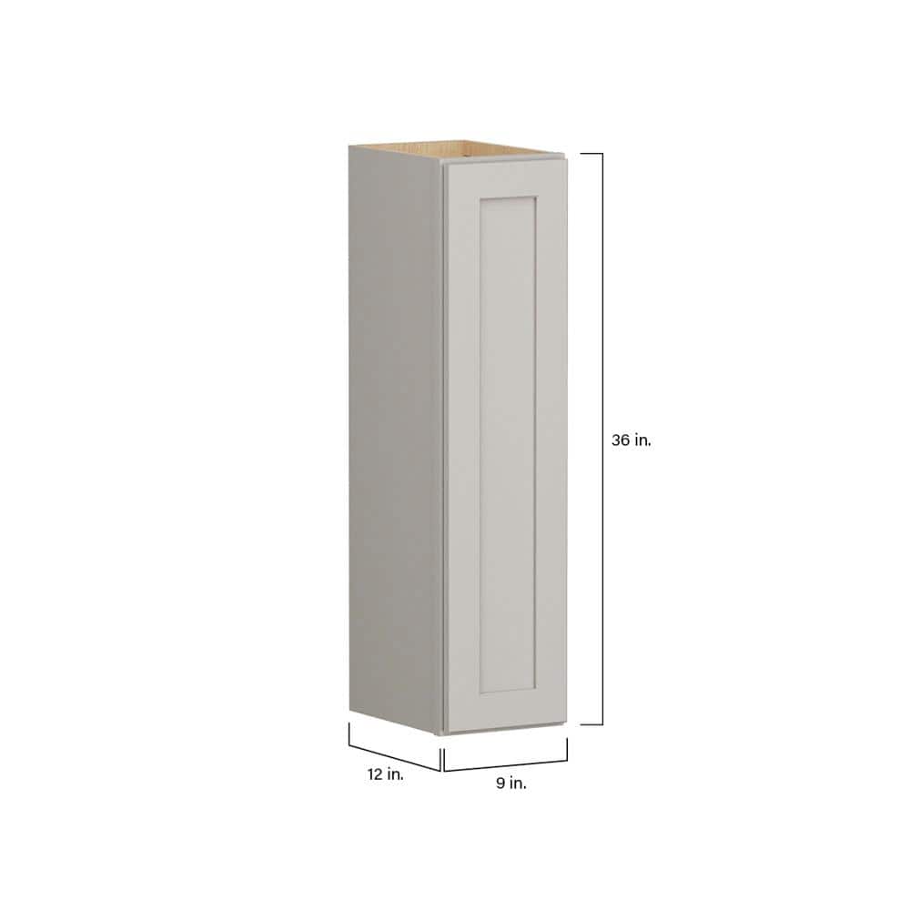 SIMPLY WOODMARK PRO Shaker Full Overlay 9 in. W x 12 in. D x 36 in. H Plywood Assembled Wall Kitchen Cabinet in Stone Gray