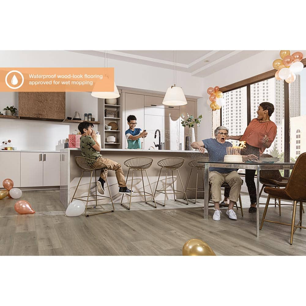 Pergo XP+ Stone Haven Oak 10 mm T x 7.4 in. W Waterproof Laminate Wood Flooring (24.5 sqft/case)