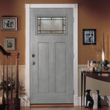 JELD-WEN 36 in. x 80 in. 1 Lite Craftsman Wendover Stone Stained Fiberglass Prehung Left-Hand Inswing Front Door with Brickmould