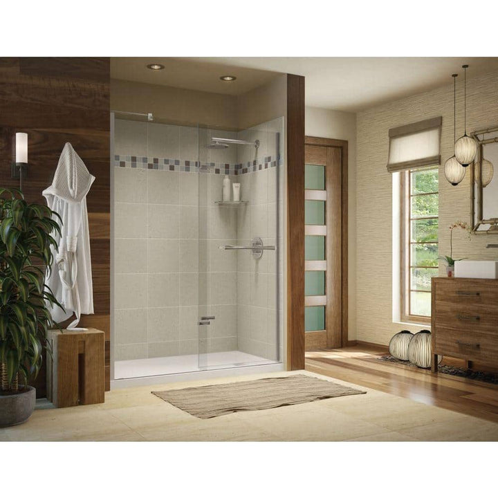 Utile Stone 32 in. x 60 in. x 83.5 in. Alcove Shower Stall in Sahara with Left Drain Base in White