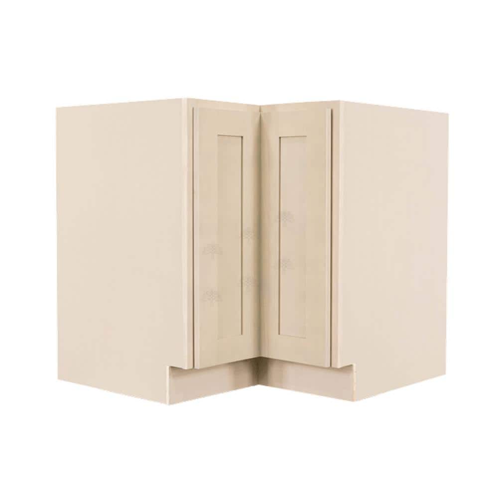 LIFEART CABINETRY Lancaster Shaker Assembled 36 in. x 34.5 in. x 24 in. Base Lazy Susan Cabinet in Stone Wash