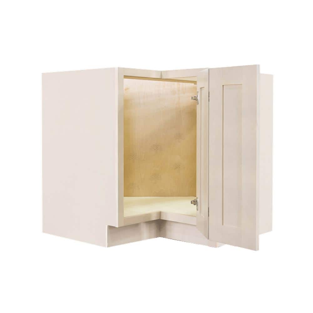 LIFEART CABINETRY Lancaster Shaker Assembled 36 in. x 34.5 in. x 24 in. Base Lazy Susan Cabinet in Stone Wash