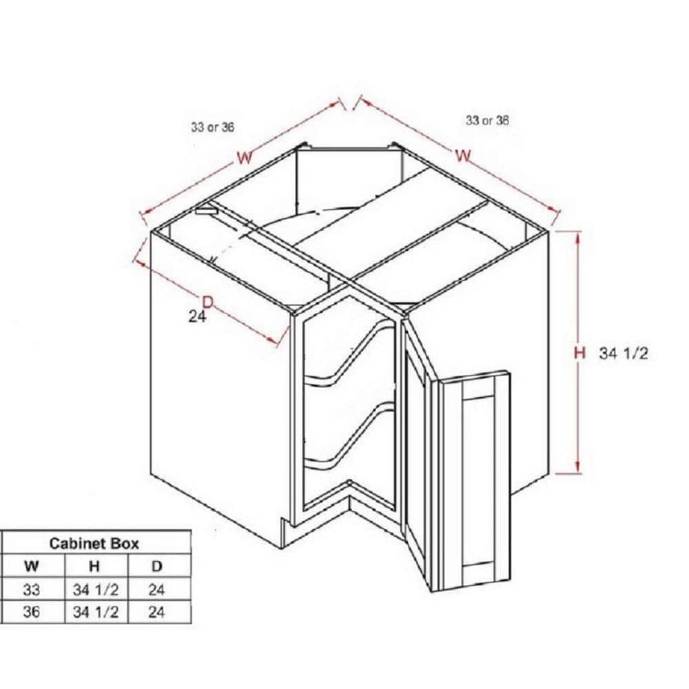 LIFEART CABINETRY Lancaster Shaker Assembled 36 in. x 34.5 in. x 24 in. Base Lazy Susan Cabinet in Stone Wash