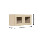 LIFEART CABINETRY Lancaster Shaker Assembled 30x15x12 in. Wall Mullion Door Cabinet with 2 Doors in Stone Wash