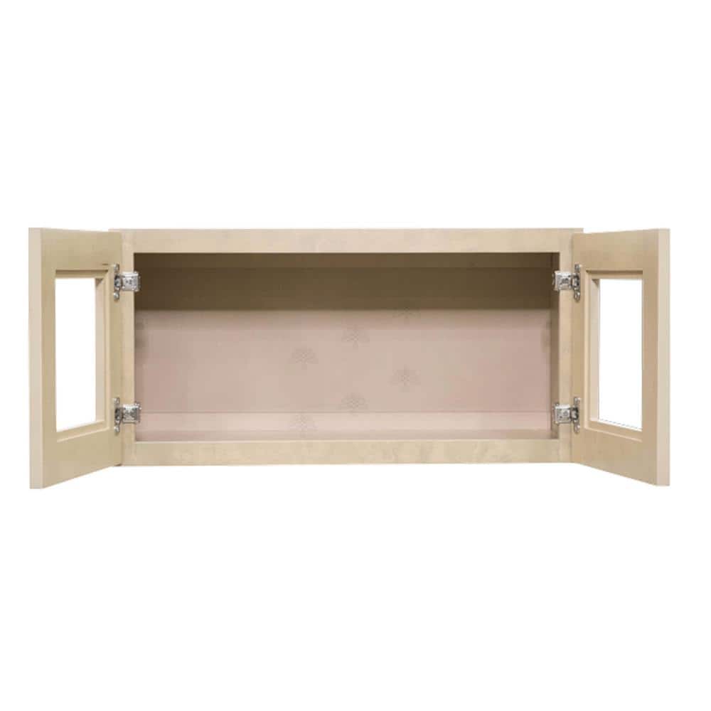 LIFEART CABINETRY Lancaster Shaker Assembled 30x15x12 in. Wall Mullion Door Cabinet with 2 Doors in Stone Wash