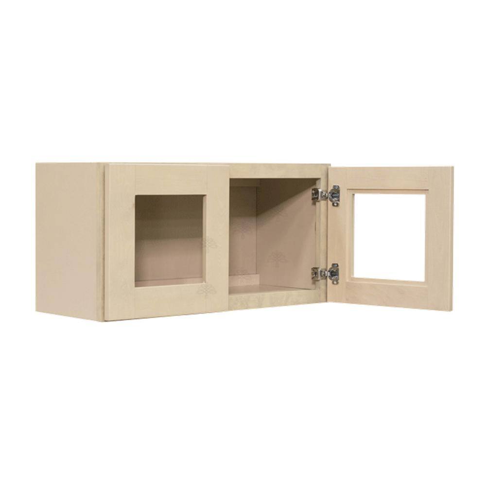 LIFEART CABINETRY Lancaster Shaker Assembled 36x18x12 in. Wall Mullion Door Cabinet with 2 Doors in Stone Wash