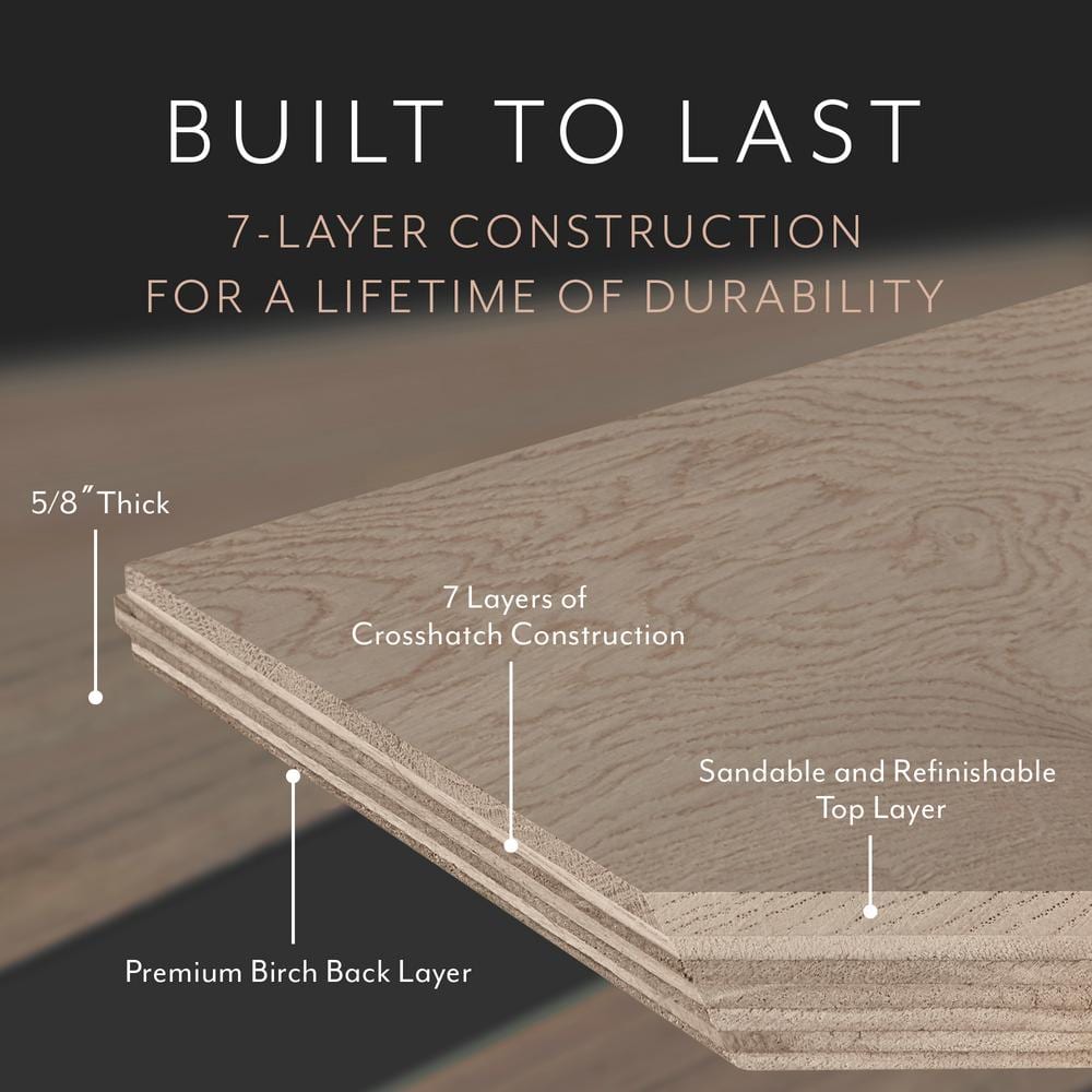 ASPEN FLOORING Stonehenge White Oak 5/8 in. T x 7 in. W Wire Brushed Engineered Hardwood Flooring (25 sqft/case)