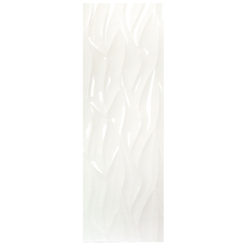Billowy Clouds White 12x36 Polished Ceramic Wall Tile - Lux Tile