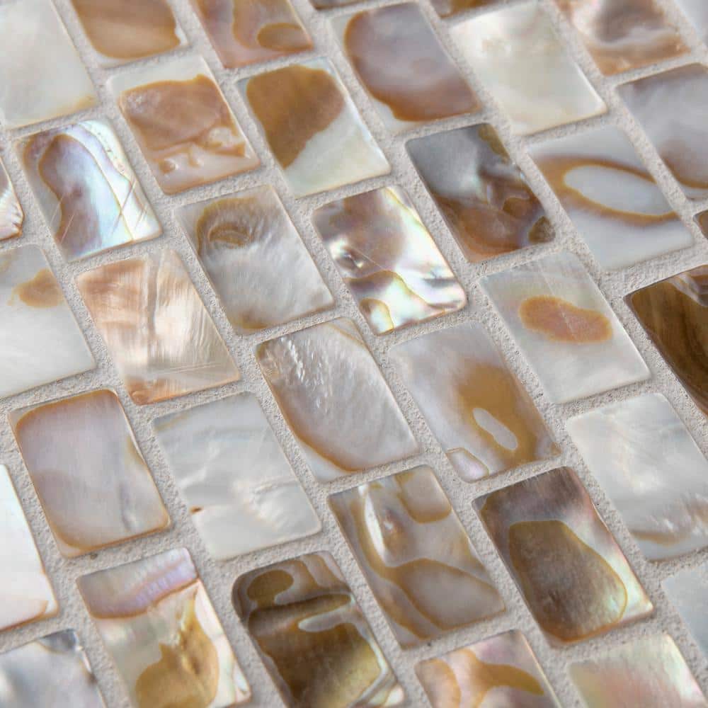 Merola Tile Conchella Subway Natural 12-1/4 in. x 12-1/2 in. x 2 mm Natural Seashell Mosaic Tile