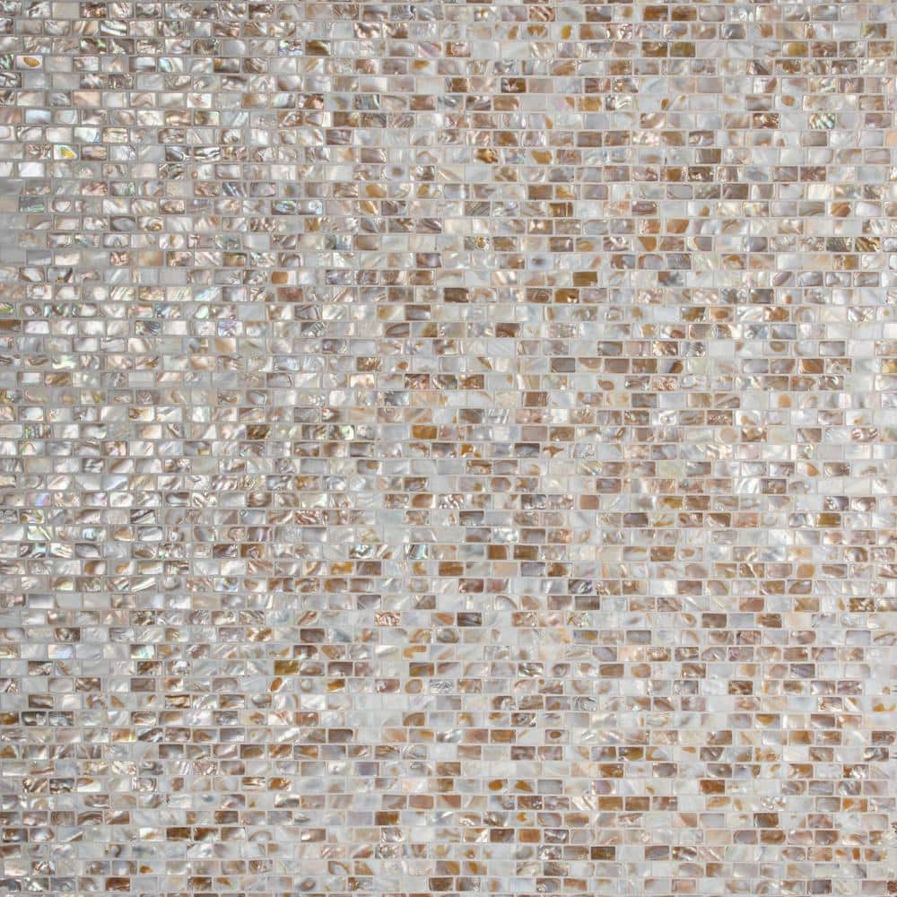 Merola Tile Conchella Subway Natural 12-1/4 in. x 12-1/2 in. x 2 mm Natural Seashell Mosaic Tile