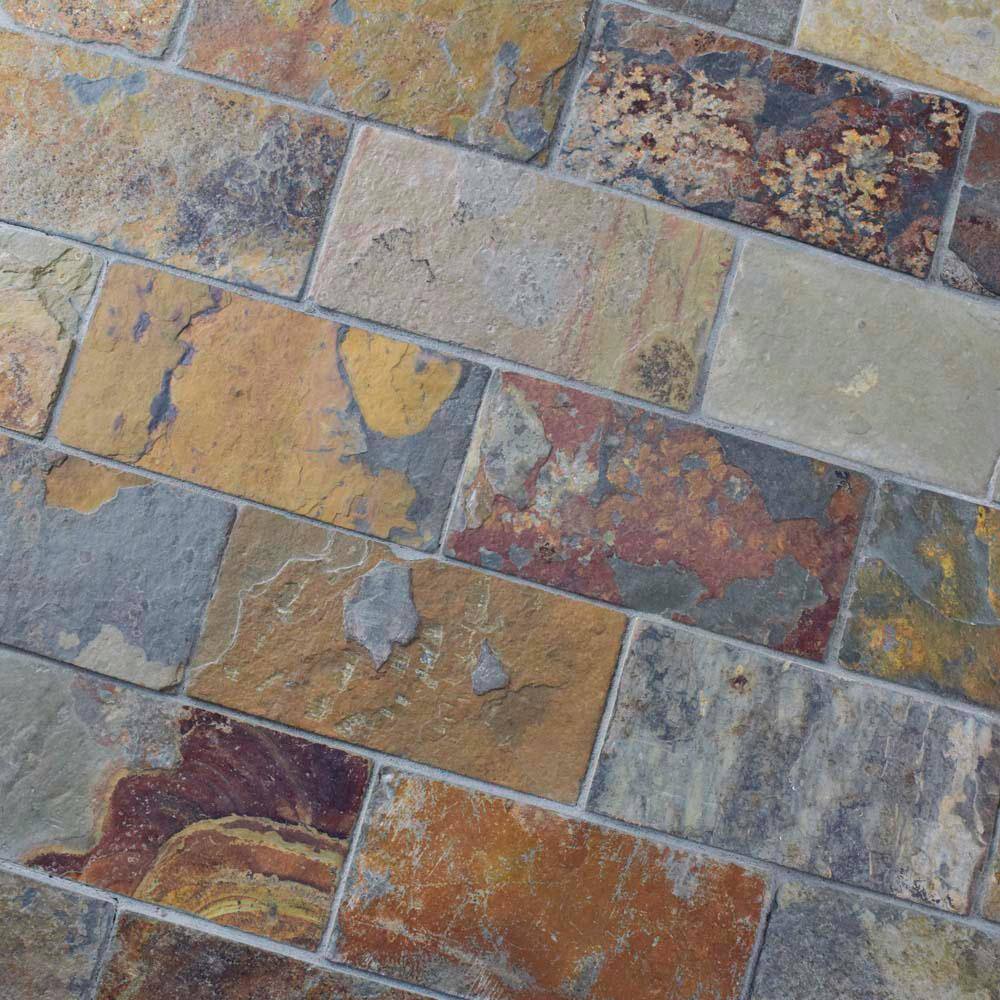 Merola Tile Crag Subway Sunset 11-3/4 in. x 11-3/4 in. x 10 mm Slate Mosaic Tile