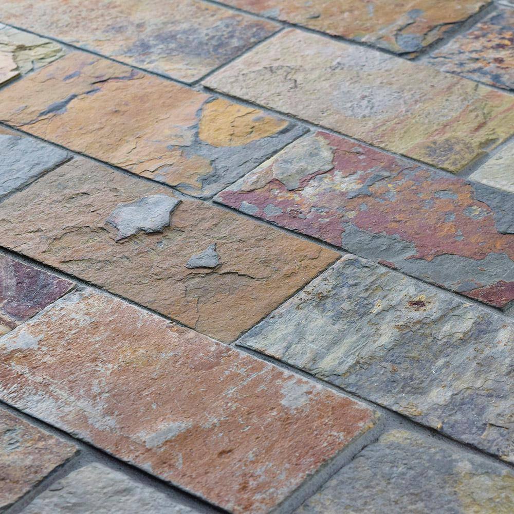 Merola Tile Crag Subway Sunset 11-3/4 in. x 11-3/4 in. x 10 mm Slate Mosaic Tile