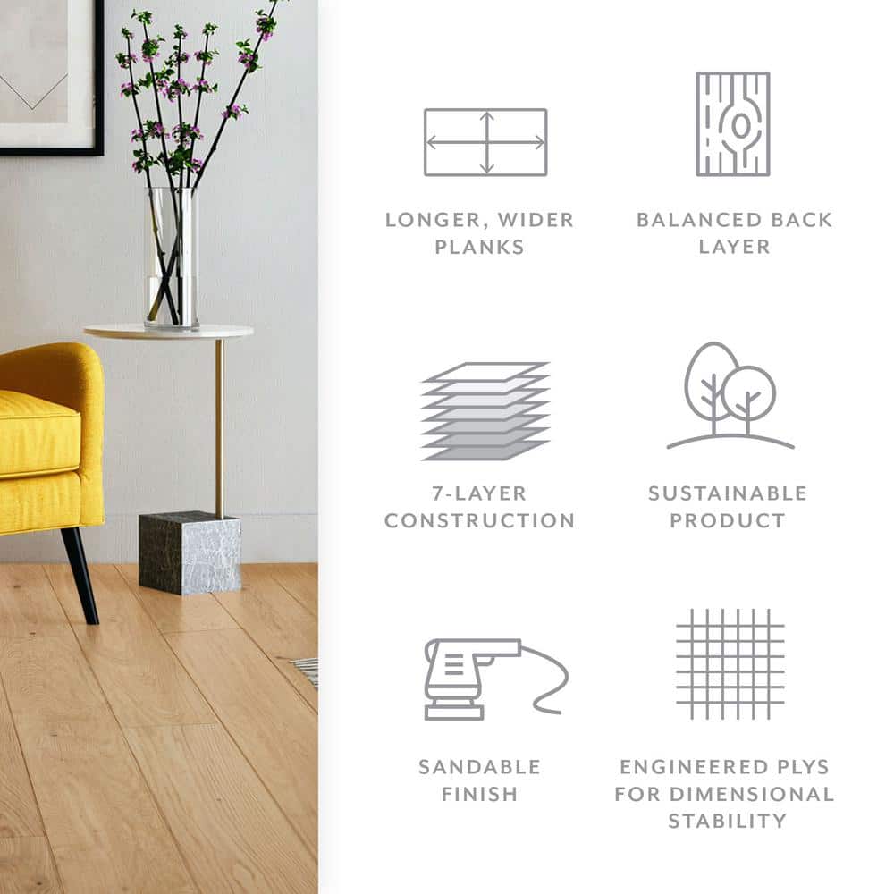 ASPEN FLOORING Sunlight White Oak 1/2 in. T x 7.5 in. W Water Resistant Engineered Hardwood Flooring (31.09 sqft/case)