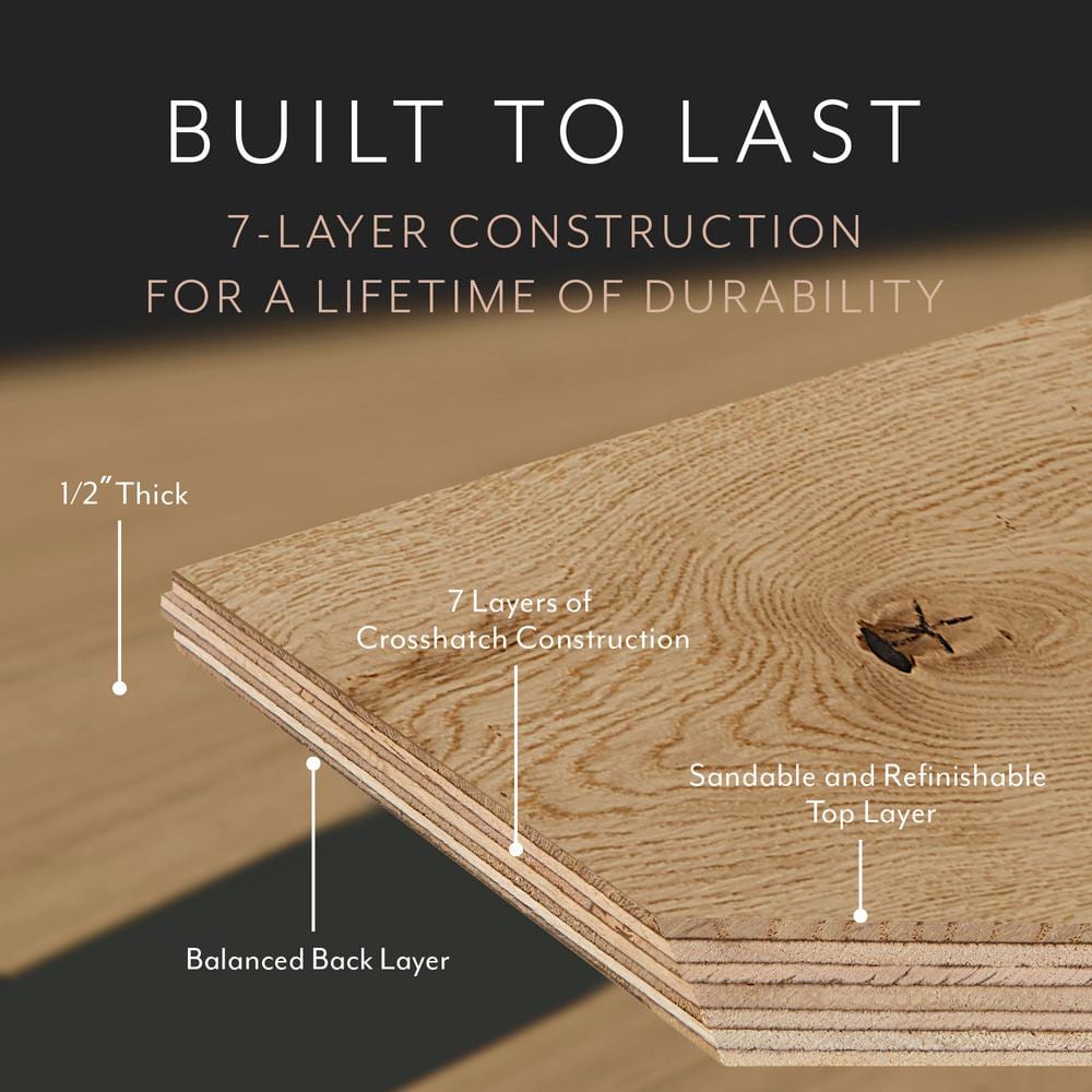 ASPEN FLOORING Sunlight White Oak 1/2 in. T x 7.5 in. W Water Resistant Engineered Hardwood Flooring (31.09 sqft/case)