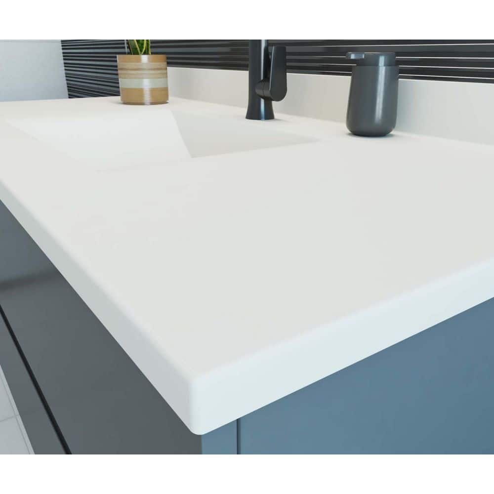 Swan Contour 43 in. W x 22 in. D Solid Surface Vanity Top with Integral Sink in White