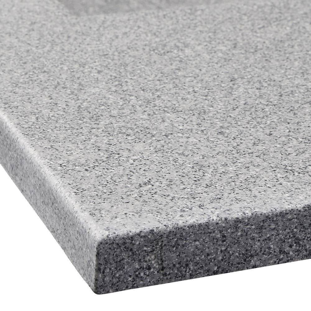 Swan Contour 43 in. W x 22 in. D Solid Surface Vanity Top with Integral Sink in Gray Granite