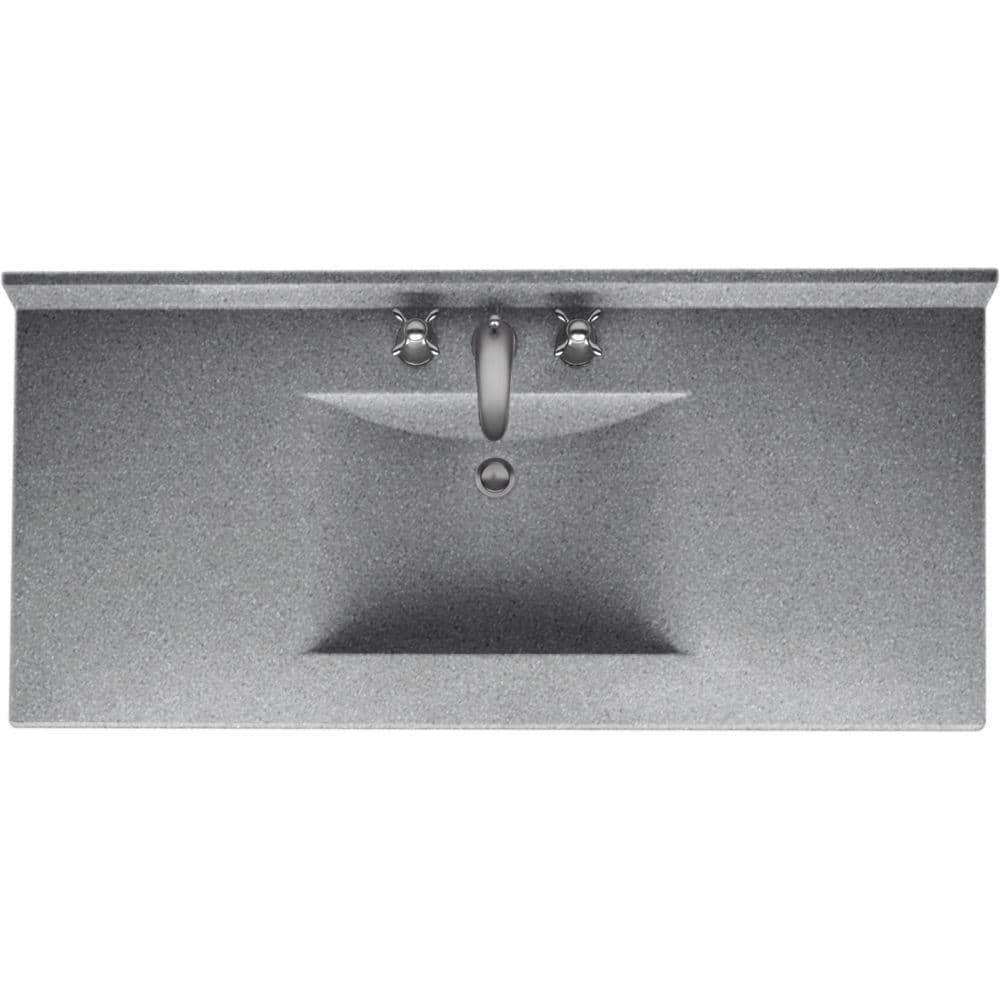 Swan Contour 43 in. W x 22 in. D Solid Surface Vanity Top with Integral Sink in Gray Granite