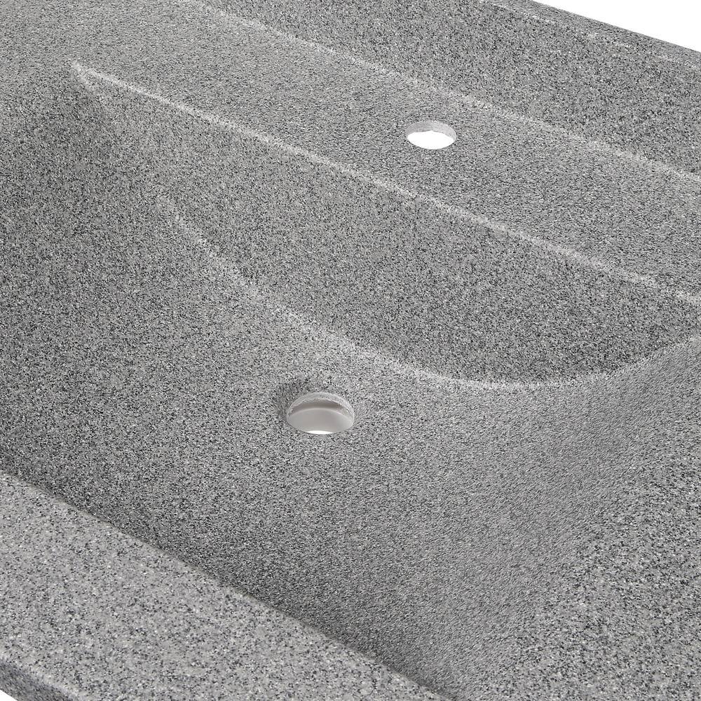 Swan Contour 43 in. W x 22 in. D Solid Surface Vanity Top with Integral Sink in Gray Granite