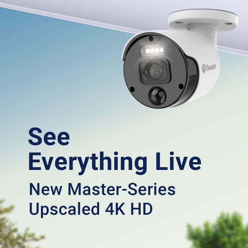 Swann Master NVR-8580 8-Channel 4K 2TB NVR Surveillance System with 4 Wired Indoor/Outdoor Bullet Security Cameras