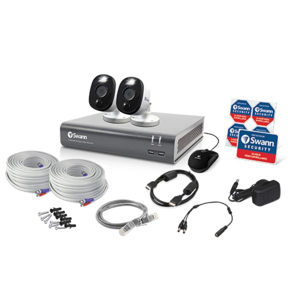 Swann DVR-4580 4-Channel 1080p 1TB DVR Security System with Two 1080p Wired Bullet Cameras