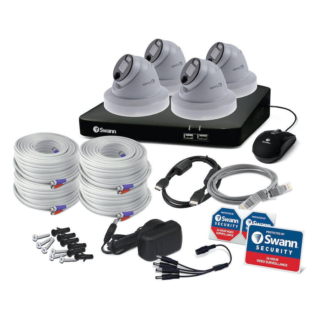 Swann 8-Channel 1080p 1TB DVR Security Camera System with 4 Wired SwannForce Dome Cameras